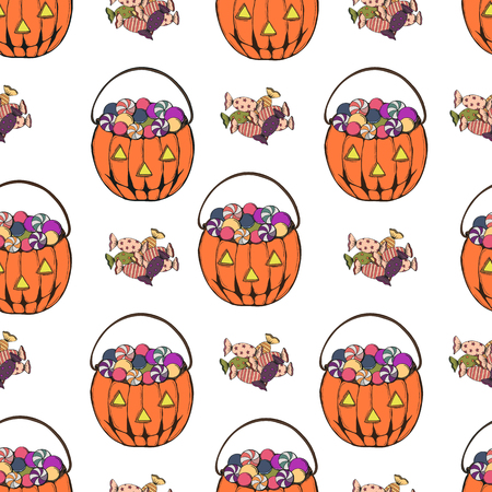 Halloween pumpkin  seamless patternのイラスト素材