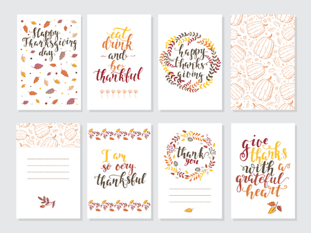 Thanksgiving day invitation and greeting card, banner, poster templates.のイラスト素材