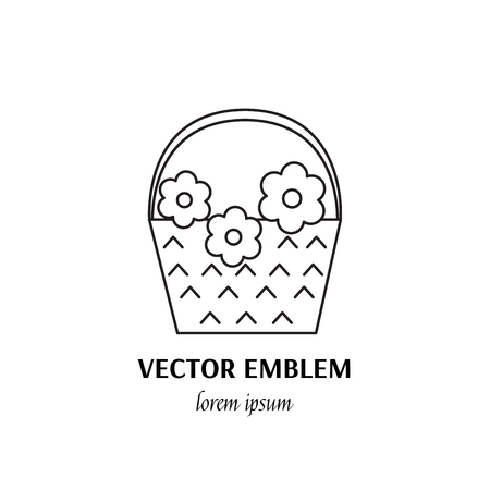 Vector hand made symbol in trendy line style isolated on white background. Hoop with embroidery. Icon in linear style.のイラスト素材