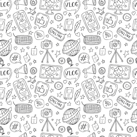 Elegant continuous pattern blogging on silhouette gray and white illustration.のイラスト素材
