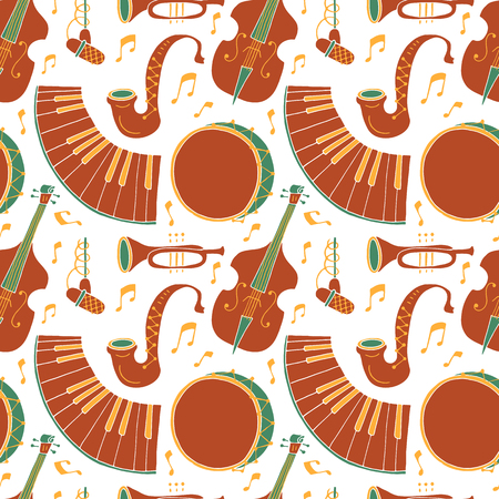 Seamless pattern with music instrumentsのイラスト素材