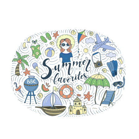 Vector  illustrations with summer elementsのイラスト素材