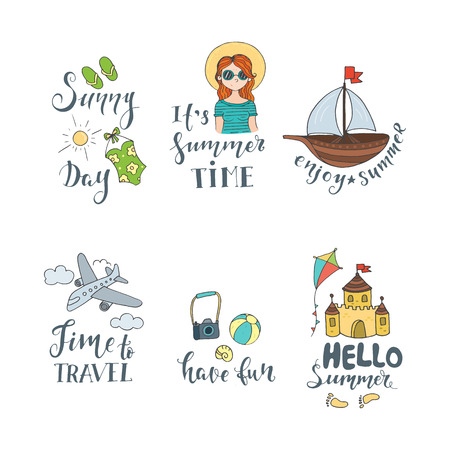 Vector  illustrations with summer elementsのイラスト素材