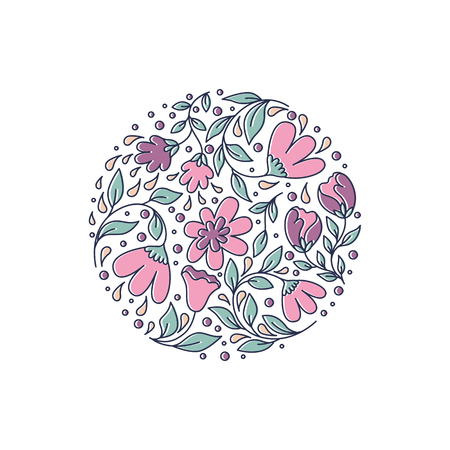 Circle with flowersのイラスト素材