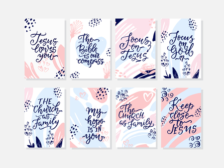 Vector set of cards with religions letteringのイラスト素材