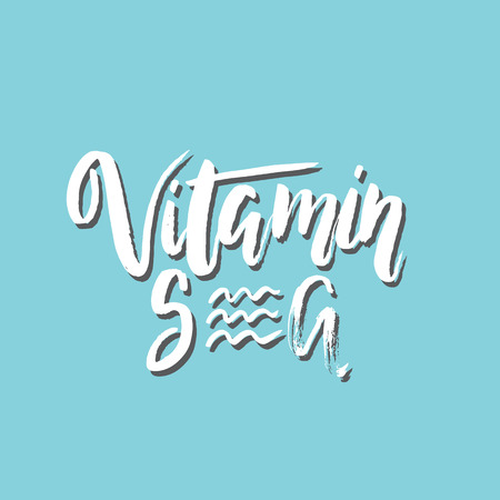 Vector hand-lettering summer illustration. Vitamin sea. Inspirational quote. This illustration can be used as a print on t-shirts and bags, stationary or as a poster.のイラスト素材