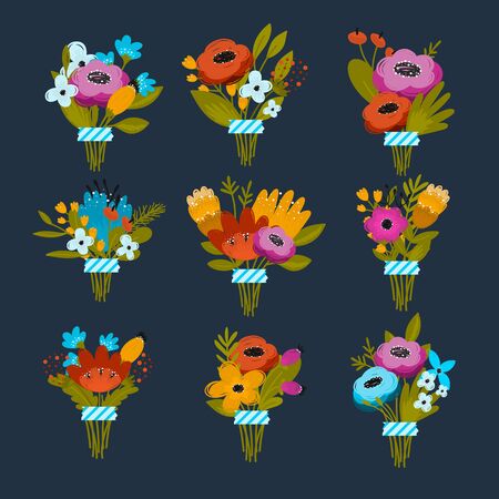 Vector set of bouquets isolated for decoration greeting cards and other designのイラスト素材