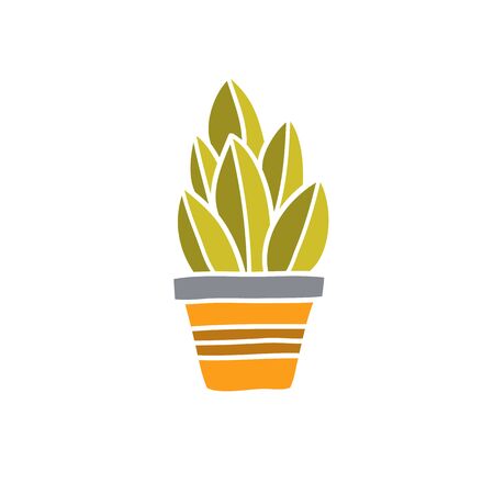 Vector flower in pot illustration isolated in white backgroundのイラスト素材