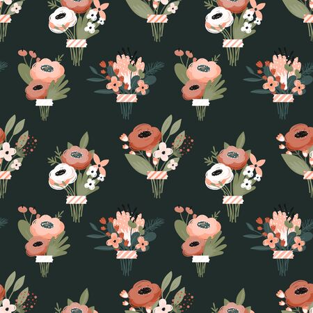 Vector spring summer flowers seamless patterns surface designのイラスト素材