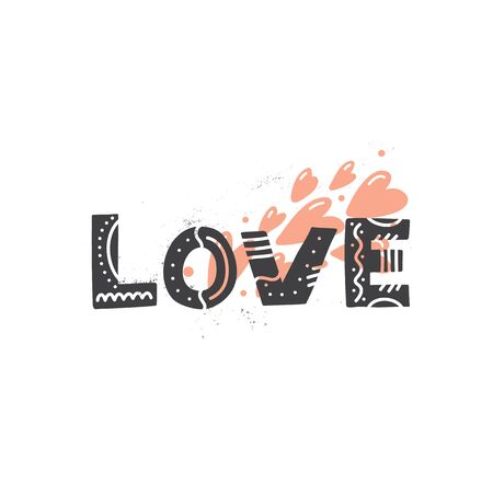 Vector Love lettering with heart on white backgroundのイラスト素材