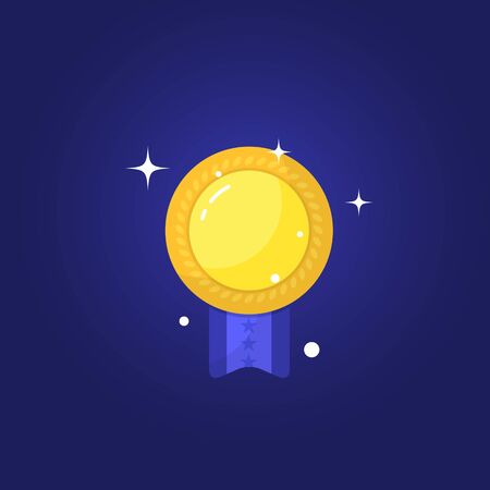 Golden medal with ribbon first place winner award vectorのイラスト素材