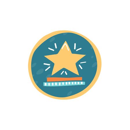 Golden trophy star, first place winner, award vectorのイラスト素材