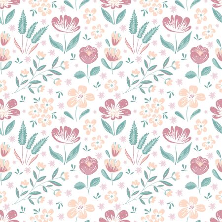Mothers Day vector hand drawn seamless floral patternのイラスト素材