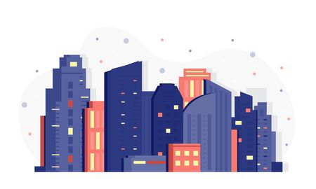 Night city illustration. Dark urban scape. Abstract backgroundのイラスト素材