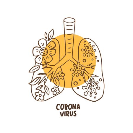 CoronaVirus illustraton of lungs. Virus pneumonia. 2019-nCovのイラスト素材