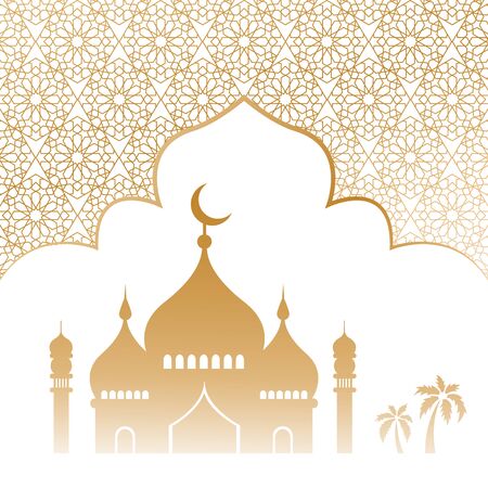 Illustration Ramadan Kareem. Greeting card with mosqueのイラスト素材