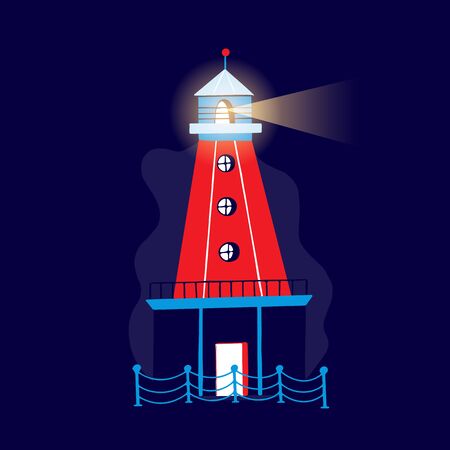 Vector illustration with colorful lighthouse isolated on white backgroundのイラスト素材