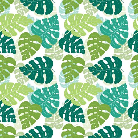 Palm Monstera Seamless Pattern. Tropical and Jungle summerのイラスト素材