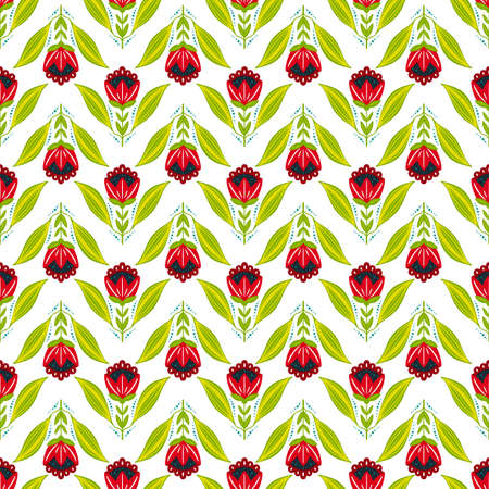 Seamless vector floral pattern, spring summer backdrop. Hand drawn surface pattern design with...