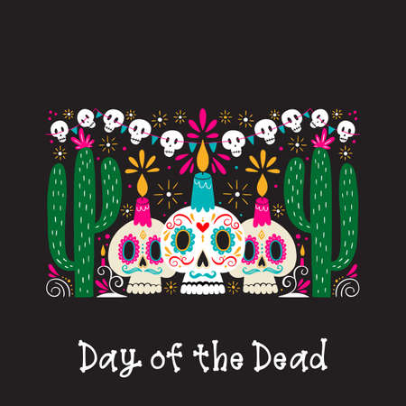 Dia de Los Muertos, Day of the Dead or Mexico Halloweenのイラスト素材