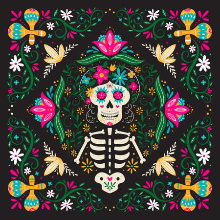 Dia de Los Muertos, Day of the Dead or Mexico Halloweenのイラスト素材