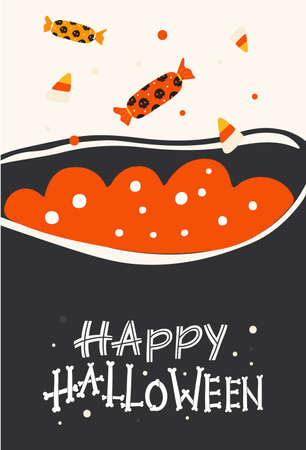 Halloween greeting cards. Holiday poster lettering compositionのイラスト素材