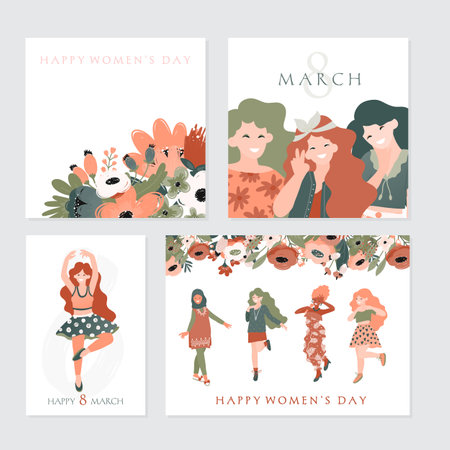 Set of illusttation. 8 march, International Womens Dayのイラスト素材