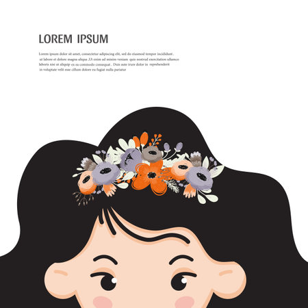 Girl with wreath portrait , avatar. Hair wreathのイラスト素材