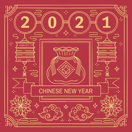 Chinese Happy New Year 2021. Year of the Bull.のイラスト素材