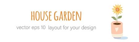 Gardening home plants in ceramic potsのイラスト素材