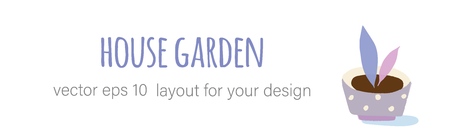 Gardening home plants in ceramic potsのイラスト素材