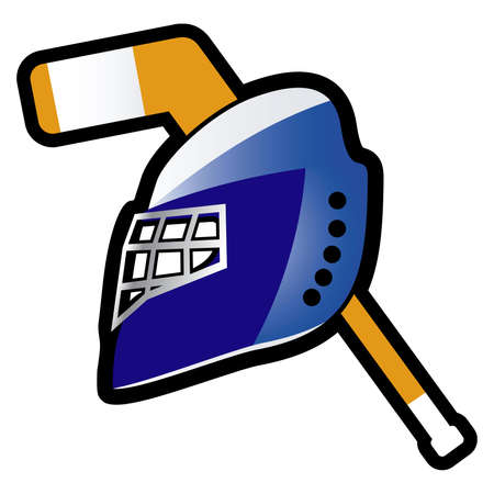 Ice hockey emblem with goalkeeper mask and stick. のイラスト素材