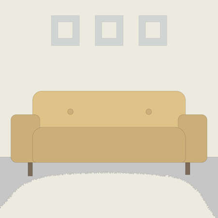 Yellow couch in living room Vectorの写真素材