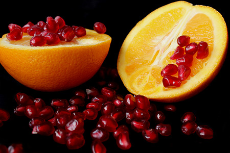 Fruits on black backgroundの写真素材