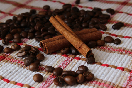 Coffee cup and coffee beans.の写真素材