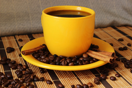 Coffee cup and coffee beans.の写真素材