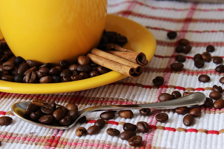 Coffee cup and coffee beans.の写真素材