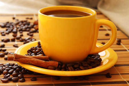 Coffee cup and coffee beans.の写真素材