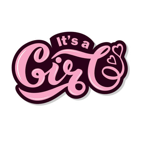 It's a GIRL. Hand drawn lettering. Vector illustrationのイラスト素材