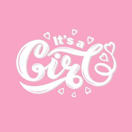 It's a GIRL. Hand drawn lettering. Vector illustrationのイラスト素材
