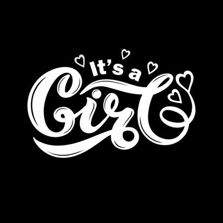 It's a GIRL. Hand drawn lettering. Vector illustrationのイラスト素材