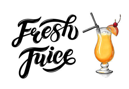 Fresh Juice. Hand drawn lettering.の写真素材
