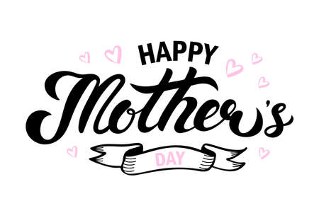 Happy Mother's Day. Hand drawn lettering. Vector illustrationのイラスト素材