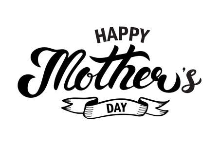 Happy Mother's Day. Hand drawn lettering. Vector illustrationのイラスト素材