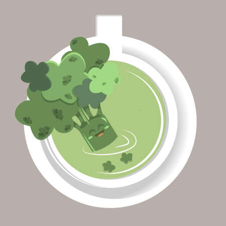 green and healthy soup and fun broccoliのイラスト素材