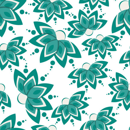 colorful trend floral pattern. green budのイラスト素材