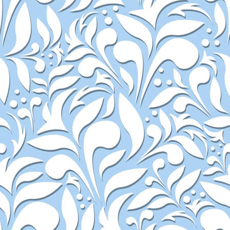 pattern with winter pattern, folk flowers and leaves, ice ornamentのイラスト素材