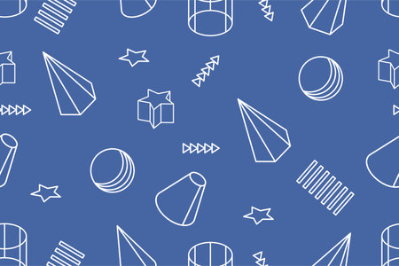 Set of various vector geometric elements. Retro graphic abstract shapes, shapes, isometric patterns in illustration collection. black lines on white backgroundのイラスト素材