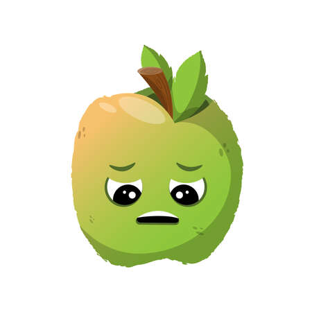 green apple. Funny character in cartoon style, smile and happiness on his faceのイラスト素材