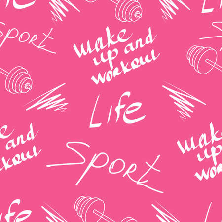 vector pattern for textiles, sportswear, graffiti and inscriptions about sports, motivation, healthy lifestyleのイラスト素材